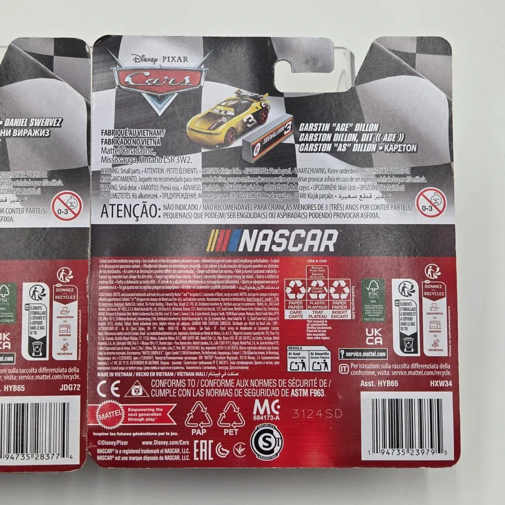 NEW Disney Pixar Cars NASCAR Danny Swervez Carstin Ace Dillon 1:55 Diecast Lot